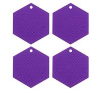 sourcing map 4 Pcs Silicone Trivet Mats, Hexagon Silicone Pad Hot Pad Pan Protectors Table Protector Heat Resistant Mat for Countertop, Kitchen, Hot Dishes, Hot Pots and Pans, Purple