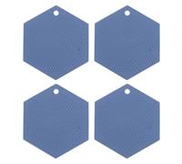 sourcing map 4 Pcs Silicone Trivet Mats, Hexagon Silicone Pad Hot Pad Pan Protectors Table Protector Heat Resistant Mat for Countertop, Kitchen, Hot Dishes, Hot Pots and Pans, Nordic Blue