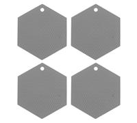 sourcing map 4 Pcs Silicone Trivet Mats, Hexagon Silicone Pad Hot Pad Pan Protectors Table Protector Heat Resistant Mat for Countertop, Kitchen, Hot Dishes, Hot Pots and Pans, Nordic Gray