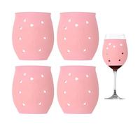 sourcing map 4 Pcs Silicone Wine Glass Sleeves, Red Wine Glass Covers Non-Slip Stemware Covers Champagne Identifiers for Party Picnic Outdoor Travel 10.1-14.2oz Glasses, Pink