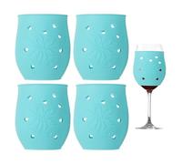 sourcing map 4 Pcs Silicone Wine Glass Sleeves, Red Wine Glass Covers Non-Slip Stemware Covers Champagne Identifiers for Party Picnic Outdoor Travel 10.1-14.2oz Glasses, Green