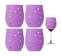sourcing map 4 Pcs Silicone Wine Glass Sleeves, Red Wine Glass Covers Non-Slip Stemware Covers Champagne Identifiers for Party Picnic Outdoor Travel 10.1-14.2oz Glasses, Purple
