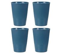 sourcing map 4 Pcs Simple Toothbrush Cup, 3.3 x 3.3 x 4.2" Dishwasher Safe Bathroom Tumbler Reusable Plastic Cup Set for Storing Toothpaste Combs, Dark Blue