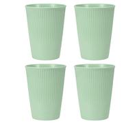 sourcing map 4 Pcs Simple Toothbrush Cup, 3.3 x 3.3 x 4.2" Dishwasher Safe Bathroom Tumbler Reusable Plastic Cup Set for Storing Toothpaste Combs, Light Green