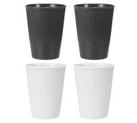 sourcing map 4 Pcs Simple Toothbrush Cup, 3.3 x 3.3 x 4.2" Dishwasher Safe Bathroom Tumbler Reusable Plastic Cup Set for Storing Toothpaste Combs, Gray/White