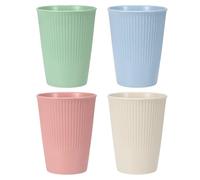 sourcing map 4 Pcs Simple Toothbrush Cup, 3.3 x 3.3 x 4.2" Dishwasher Safe Bathroom Tumbler Reusable Plastic Cup Set for Storing Toothpaste Combs, Light Green/Light Pink/Light Blue/Beige