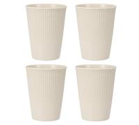 sourcing map 4 Pcs Simple Toothbrush Cup, 3.3 x 3.3 x 4.2" Dishwasher Safe Bathroom Tumbler Reusable Plastic Cup Set for Storing Toothpaste Combs, Beige