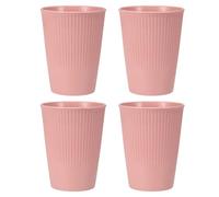 sourcing map 4 Pcs Simple Toothbrush Cup, 3.3 x 3.3 x 4.2" Dishwasher Safe Bathroom Tumbler Reusable Plastic Cup Set for Storing Toothpaste Combs, Light Pink