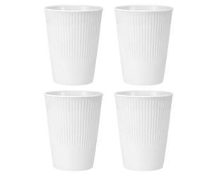 sourcing map 4 Pcs Simple Toothbrush Cup, 3.3 x 3.3 x 4.2" Dishwasher Safe Bathroom Tumbler Reusable Plastic Cup Set for Storing Toothpaste Combs, White