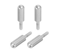 sourcing map 4 Pcs Small Knurled Thumb Screws, M2 x 6mm 304 Stainless Steel Male Flat Head Thread Knurled Thumbscrews Bolts Fasteners for Lighting Household, Electronic, Machine (Silver)