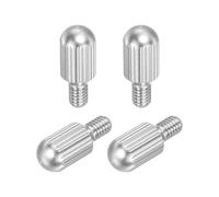 sourcing map 4 Pcs Small Knurled Thumb Screws, M4 x 6mm 304 Stainless Steel Male Flat Head Thread Knurled Thumbscrews Bolts Fasteners for Lighting Household, Electronic, Machine (Silver)