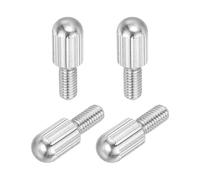 sourcing map 4 Pcs Small Knurled Thumb Screws, M5 x 10mm 304 Stainless Steel Male Flat Head Thread Knurled Thumbscrews Bolts Fasteners for Lighting Household, Electronic, Machine (Silver)