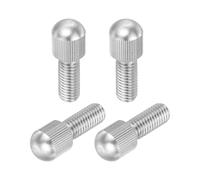 sourcing map 4 Pcs Small Knurled Thumb Screws, M8 x 20mm 304 Stainless Steel Male Flat Head Thread Knurled Thumbscrews Bolts Fasteners for Lighting Household, Electronic, Machine (Silver)