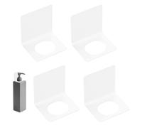 sourcing map 4 Pcs Soap Bottle Dispenser Holder Wall Mount, Shampoo Dispenser Holder Hanging Rack Shampoo Standing Shelf Storage Bracket for Soap Lotion Detergent Shower Gel, White