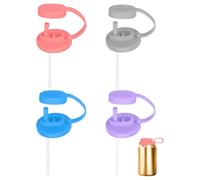sourcing map 4 Pcs Soda Can Lids with Straw Silicone Spill-Proof & Airtight Seal Energy Drink Can Covers Reusable for Standard Size Beer Beverage Juice, Light Gray/Sky Blue/Purple/Light Pink