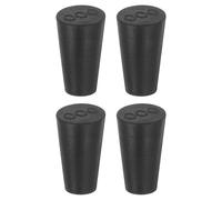 sourcing map 4 Pcs Solid Rubber Stopper, Tapered Lab Seal Tube Stopper Plug for Test Tube Flasks Glass Containers Industry and Laboratories, 12.7x8.2x21mm Black