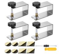 sourcing map 4 Pcs Stainless Steel C Clamps 2.2" Hole Dia Tiger Clamp Adjustable Cabinet Installation Clip Heavy Duty Metal U Clip with Foam Pads for Woodworking Mounting, Silver