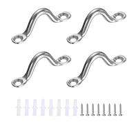 sourcing map 4 Pcs Stainless Steel Pad Eye Plate, 0.2" M6 Kayak Deck Loops Marine Hardware Hooks with Screws for Kayak Decks Canoe Rigging Ceiling Hanging, Silver