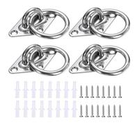 sourcing map 4 Pcs Stainless Steel Pad Eye Plate, 0.24" M6 Heavy Duty Marine Hardware Hooks Diamond with Screws for Ceiling Hanging Hammock Swing Chair Yoga Trapeze, Silver Tone Diamond Shape