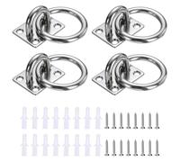 sourcing map 4 Pcs Stainless Steel Pad Eye Plate, 0.31" M5 Heavy Duty Marine Hardware Hooks Diamond with Screws for Ceiling Hanging Hammock Swing Chair Yoga Trapeze, Silver Tone Square Shape