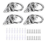 sourcing map 4 Pcs Stainless Steel Pad Eye Plate, 0.31" M5 Heavy Duty Marine Hardware Hooks Diamond with Screws for Ceiling Hanging Hammock Swing Chair Yoga Trapeze, Silver Tone Diamond Shape