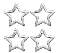 sourcing map 4 Pcs Star Shaped Spring Keychain Clip Metal 1.6 Inch Snap Hook Holder Trigger Key Holder Clips for Keychains Bags Purse Handbags Wallet DIY Crafts, Silver