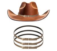 sourcing map 4 PCS Stretchable Hat Band Cowboy Hat Bands Adjustable Western Accessories for Women Men Caps (Coffee)