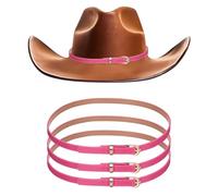 sourcing map 4 PCS Stretchable Hat Band Cowboy Hat Bands Adjustable Western Accessories for Women Men Caps (Pink)