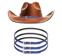sourcing map 4 PCS Stretchable Hat Band Cowboy Hat Bands Adjustable Western Accessories for Women Men Caps (Dark Blue)