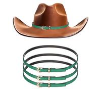 sourcing map 4 PCS Stretchable Hat Band Cowboy Hat Bands Adjustable Western Accessories for Women Men Caps (Green)