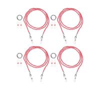 sourcing map 4 Pcs Stylish Eyeglasses Chain for Woman, Glass Bead Mask Lanyard Chain Fashion Sunglasses Strap Holder Necklace with Anti-Slip Silicone Loops/Buckle, Rose Red