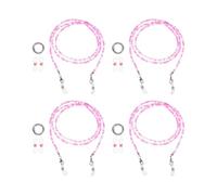 sourcing map 4 Pcs Stylish Eyeglasses Chain for Woman, Glass Bead Mask Lanyard Chain Fashion Sunglasses Strap Holder Necklace with Anti-Slip Silicone Loops/Buckle, Pink White