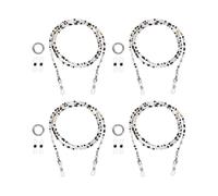 sourcing map 4 Pcs Stylish Eyeglasses Chain for Woman, Glass Bead Mask Lanyard Chain Fashion Sunglasses Strap Holder Necklace with Anti-Slip Silicone Loops/Buckle, Black/White/Gold/Silver