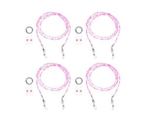 sourcing map 4 Pcs Stylish Eyeglasses Chain for Woman, Glass Bead Mask Lanyard Chain Fashion Sunglasses Strap Holder Necklace with Anti-Slip Silicone Loops/Buckle, Pink White