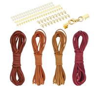 sourcing map 4 Pcs Suede Cord, 5.5 Yards Flat Faux Leather Cord Soft Durable Leather String with Gold Closed-Mouth Ring Rope Clip Lobster Clasps for Art Crafts, Orange Yellow/Red Series