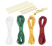 sourcing map 4 Pcs Suede Cord, 5.5 Yards Flat Faux Leather Cord Soft Durable Leather String with Gold Closed-Mouth Ring Rope Clip Lobster Clasps for Art Crafts, Red/Dark Green/Yellow/White
