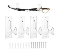 sourcing map 4 Pcs Sword Holder Wall Mount Sword Racks Acrylic Wall Sword Display Hanger with Mounting Tools for Knife Martial Arts Sword Placement Display, Clear