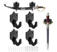 sourcing map 4 Pcs Sword Holder Wall Mount Sword Racks Acrylic Wall Sword Display Hanger with Mounting Tools for Knife Martial Arts Sword Placement Display, Black(Shield)
