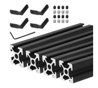 sourcing map 4 Pcs T Slot 2020 Aluminum Extrusion Profile European Standard 100mm x 20mm Anodized Black Linear Rail Extrusion Frame for 3D Printer, CNC, DIY