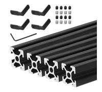 sourcing map 4 Pcs T Slot 2020 Aluminum Extrusion Profile European Standard 200mm x 20mm Anodized Black Linear Rail Extrusion Frame for 3D Printer, CNC, DIY