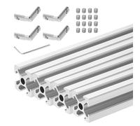 sourcing map 4 Pcs T Slot 2020 Aluminum Extrusion Profile European Standard 200mm x 20mm Linear Rail Extrusion Frame for 3D Printer, CNC, DIY (Silver Tone)