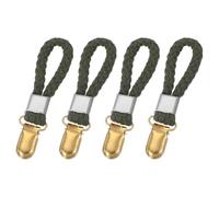 sourcing map 4 Pcs Tea Towel Clips with Cotton Loop for Hanging, 3.5 Inch Metal Towel Hooks Multipurpose Cloth Hangers for Home Kitchen Bathroom, Green