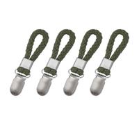 sourcing map 4 Pcs Tea Towel Clips with Cotton Loop for Hanging, 4.3 Inch Metal Towel Hooks Multipurpose Cloth Hangers for Home Kitchen Bathroom, Green