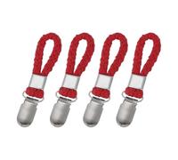 sourcing map 4 Pcs Tea Towel Clips with Cotton Loop for Hanging, 4.3 Inch Metal Towel Hooks Multipurpose Cloth Hangers for Home Kitchen Bathroom, Red