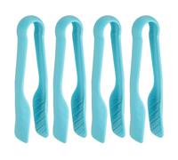 sourcing map 4 Pcs Toaster Tongs, 6 Inch Kitchen Serving Tongs Bread Salad Clip Heat Resistant Food Clamps for Cooking Baking BBQ Buffet Tools, Blue