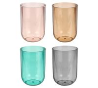 sourcing map 4 Pcs Toothbrush Glasses, 2.6 x 2.6 x 3.9" Bathroom Tumbler Plastic Cup Reusable for Bathroom Brushing Teeth Rinsing Mouth Practical Gift, Black/Pink/Blue/Light Brown(Round)