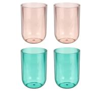 sourcing map 4 Pcs Toothbrush Glasses, 2.6 x 2.6 x 3.9" Bathroom Tumbler Plastic Cup Reusable for Bathroom Brushing Teeth Rinsing Mouth Practical Gift, Blue/Pink(Round)