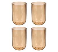 sourcing map 4 Pcs Toothbrush Glasses, 2.6 x 2.6 x 3.9" Bathroom Tumbler Plastic Cup Reusable for Bathroom Brushing Teeth Rinsing Mouth Practical Gift, Light Brown(Round)
