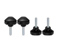 sourcing map 4 Pcs Triangle Handle Knobs M6 x 30mm (1mm Pitch) Male Thread Metric Carbon Steel Hand Tightening Clamping Screws Threaded Stud Knob Bolts for Woodworking Jigs, Black