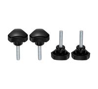 sourcing map 4 Pcs Triangle Handle Knobs M6 x 35mm (1mm Pitch) Male Thread Metric Carbon Steel Hand Tightening Clamping Screws Threaded Stud Knob Bolts for Woodworking Jigs, Black